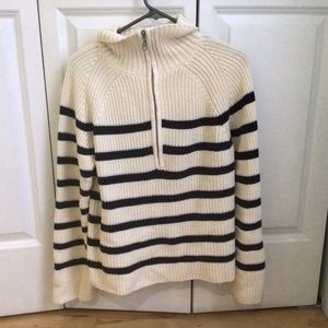 H&M half zip striped sweater